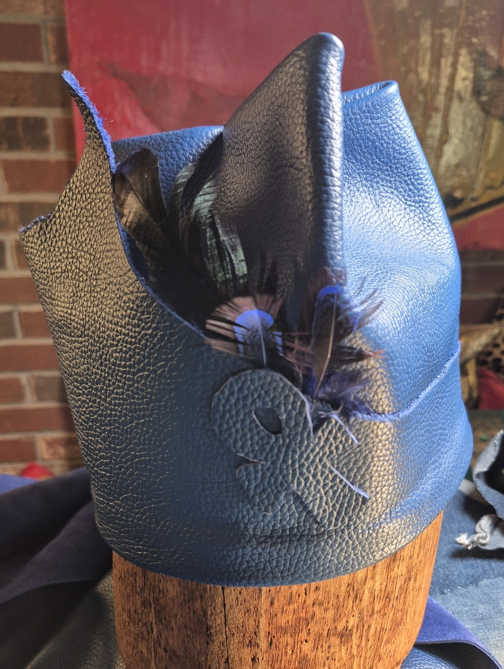 Electric Blue Custom Made Genuine Leather Hat